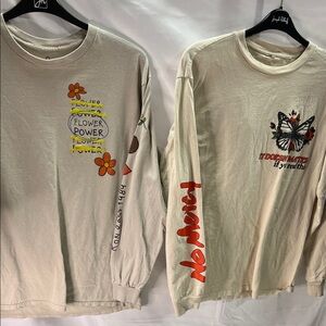 2 Cream Graphic Long Sleeve Shirts